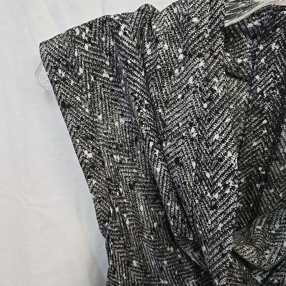 Guess Los Angeles Blouson Fitted Dress 3 Cowl Neck Cap Sleeve Black White - Picture 6 of 12